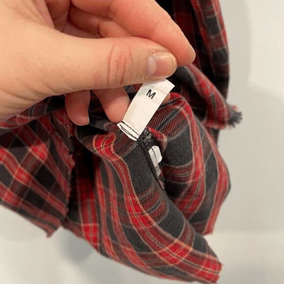 Zara Women's Gingham Tiered Bib Long Sleeves Mock Neck Top Red/Black Size M - Picture 6 of 7